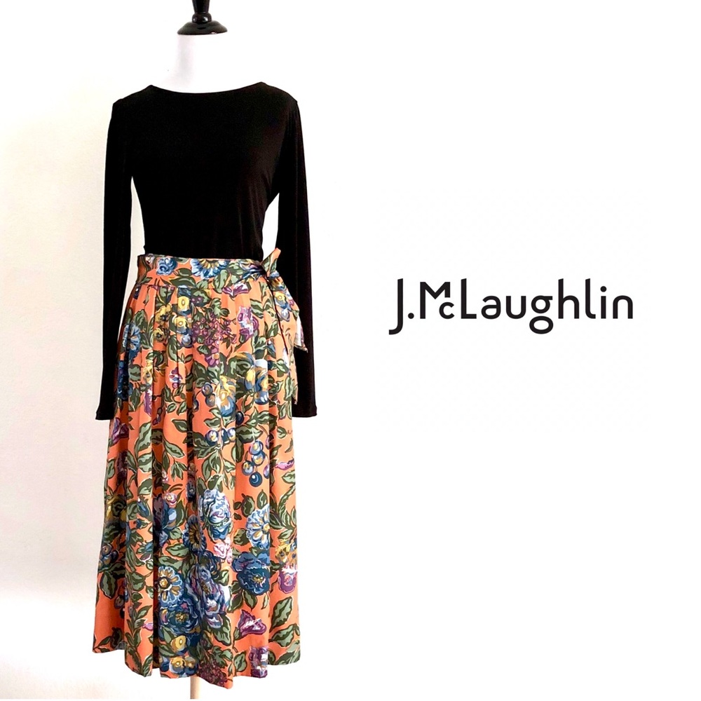 J. McLaughlin Floral A Line Pleated Midi Skirt